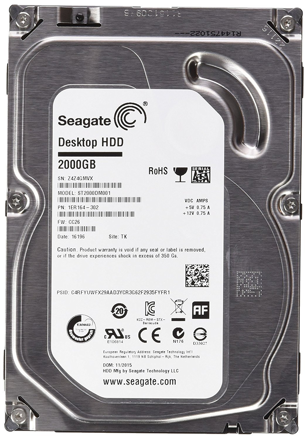 【中古】【非常に良い】SEAGATE 2TB Barracuda 64MB 7200RPM