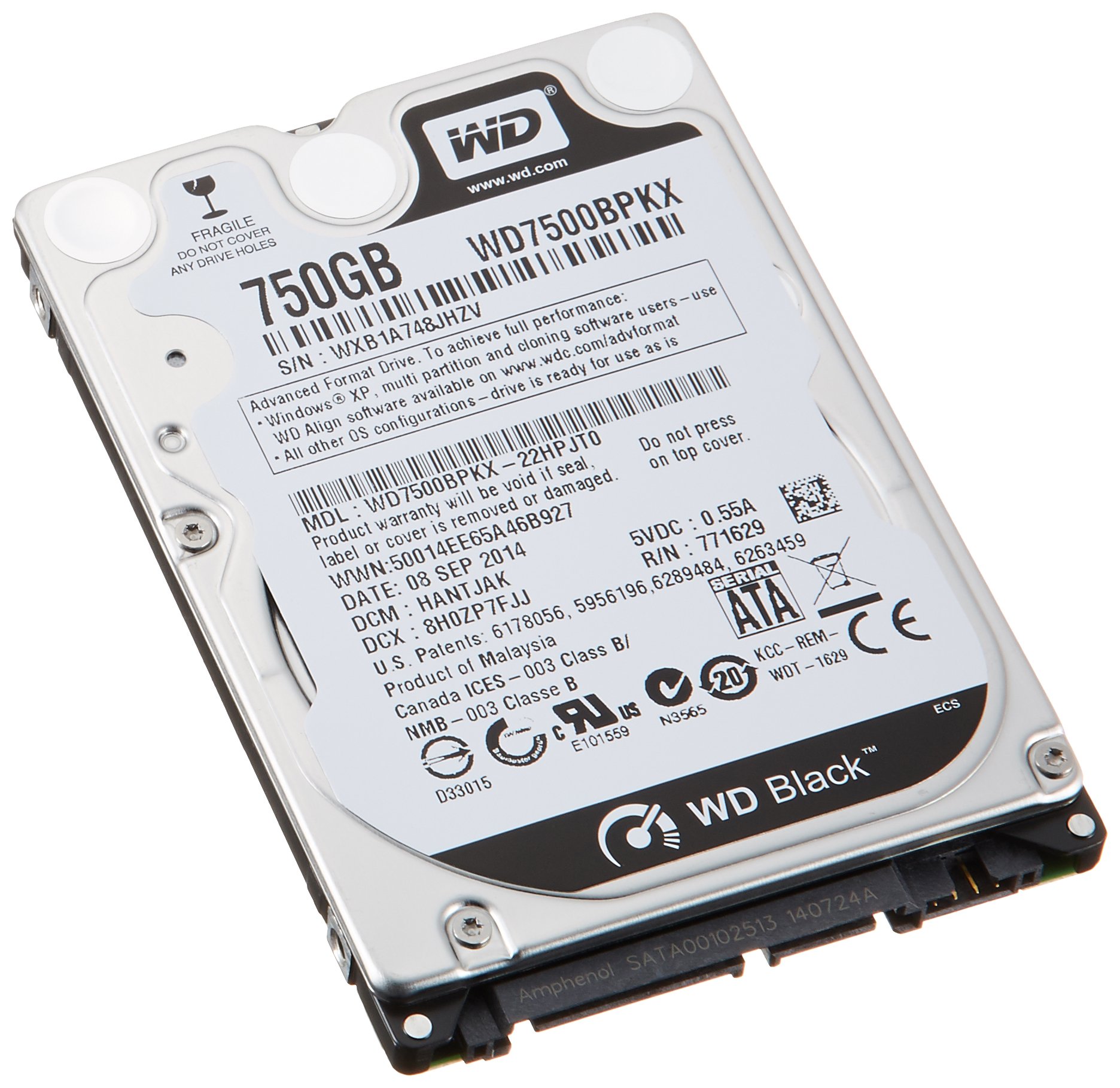【中古】【非常に良い】WD HDD 内蔵ハードディスク 2.5インチ 750GB WD Black WD7500BPKX SATA3.0 7200rpm 16MB 9.5mm 5年保証|スカイマーケットプラス