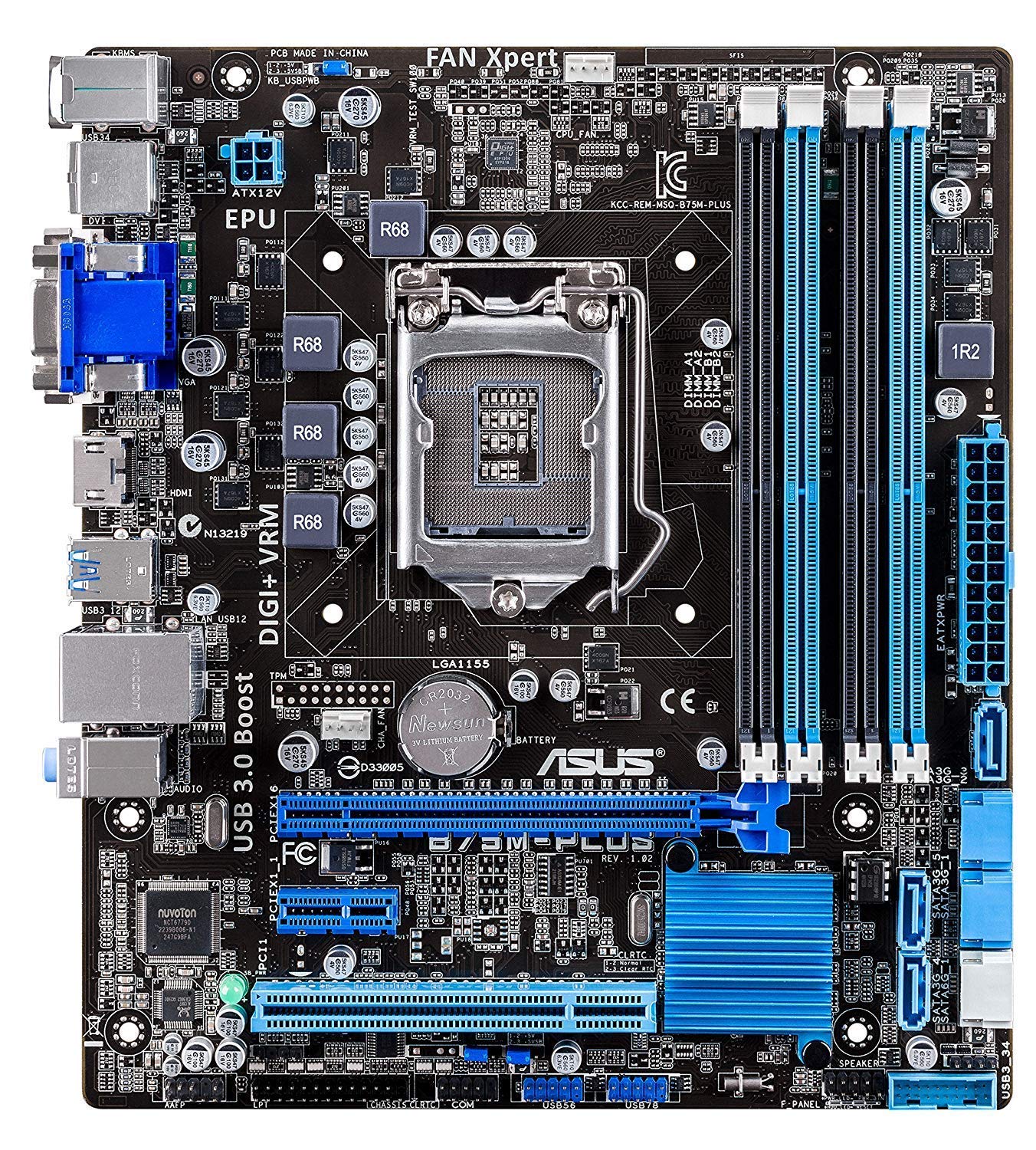 【中古】【非常に良い】ASUS Intel B75 搭載 マザーボード LGA1155対応 B75M-PLUS HDMI / DVI-D / D-Sub15ピン 【 microATX 】