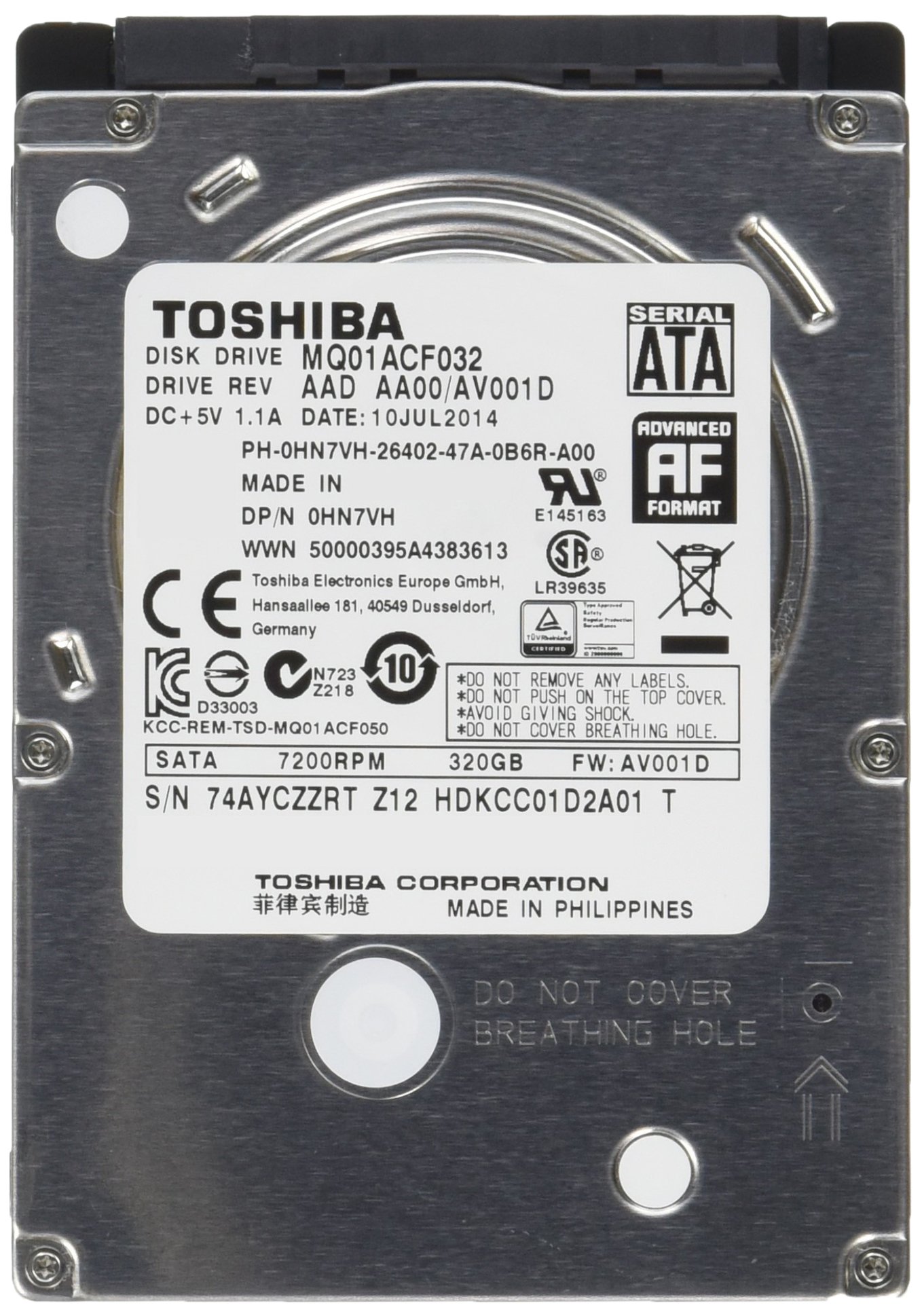 【中古】【非常に良い】TOSHIBA MQ01ACF032 320GB 7mm厚 S-ATA [並行輸入品]