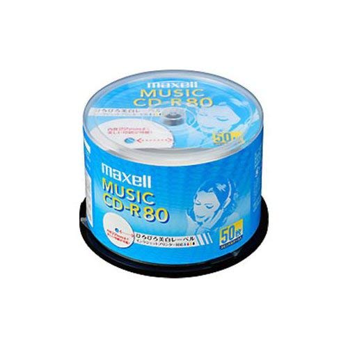【中古】【非常に良い】maxell 音楽用CD-R インクジェットプリンター対応「ひろびろ美白レーベル」 80分 (50枚スピ CDRA80WP.50SP