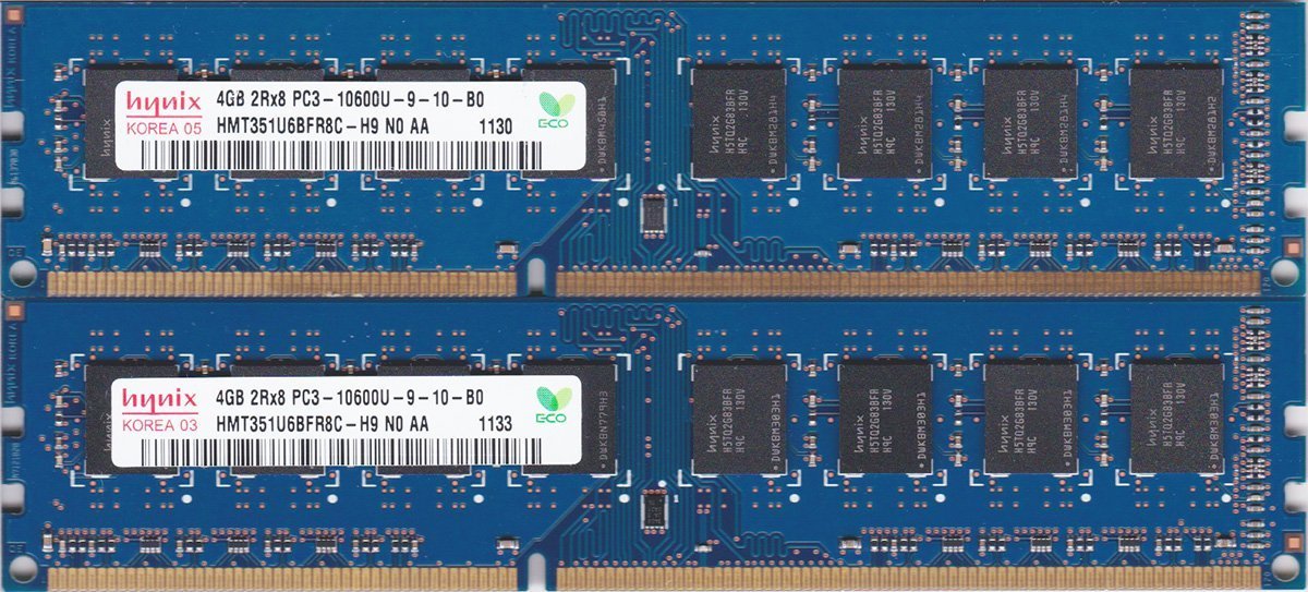 【中古】【人並み外れたに好いたらしい】hynix 10600U (DDR3-1333) 4GB x 2枚 \u003d 足し加える8GB デュアル通信路動くこと引き請ける品