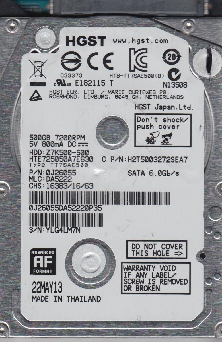 【中古】【非常に良い】Hitachi ハードドライブ 25 500GB SATA HTE725050A7E630|スカイマーケットプラス