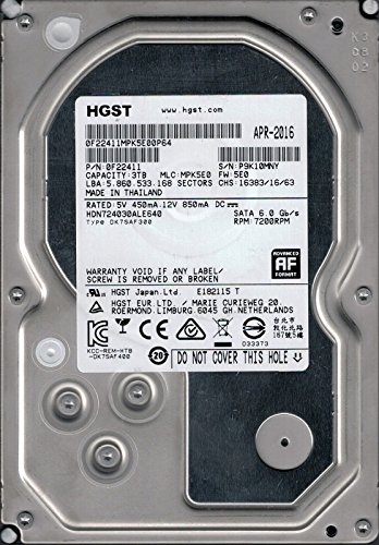 【中古】【非常に良い】HGST hdn724030ale640 P/N : 0 F22411 MLC : mpk5e0 3tb