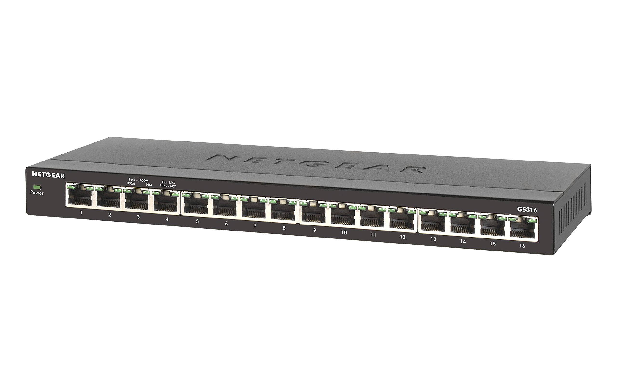 【中古】【非常に良い】【メーカ生産終了品】 NETGEAR 卓上型コンパクト アンマネージスイッチングハブ GS316 ギガビット 16ポート 静音ファンレス 省電力設計 3年保証