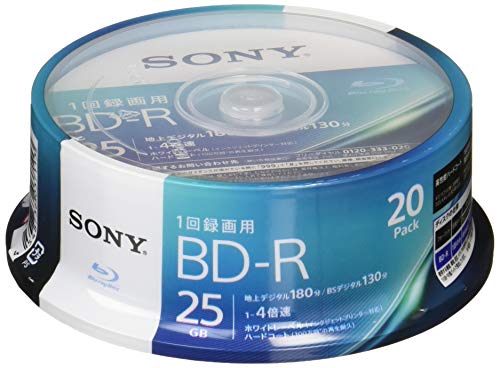 【中古】【非常に良い】ソニー ブルーレイディスク BD-R 25GB (1枚あたり地デジ約3時間) 1回録画用 20枚入り 4倍速ダビング対応 ケース無し 20BNR1VJPP4