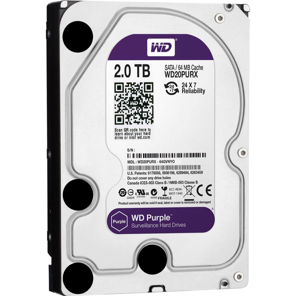 【中古】【非常に良い】Western Digital WD パープル ハードディスク 3.5インチ 2TB SATA3 6Gb/s IntelliPower 5400RPM 64MB HDD 監視 WD20PURX
