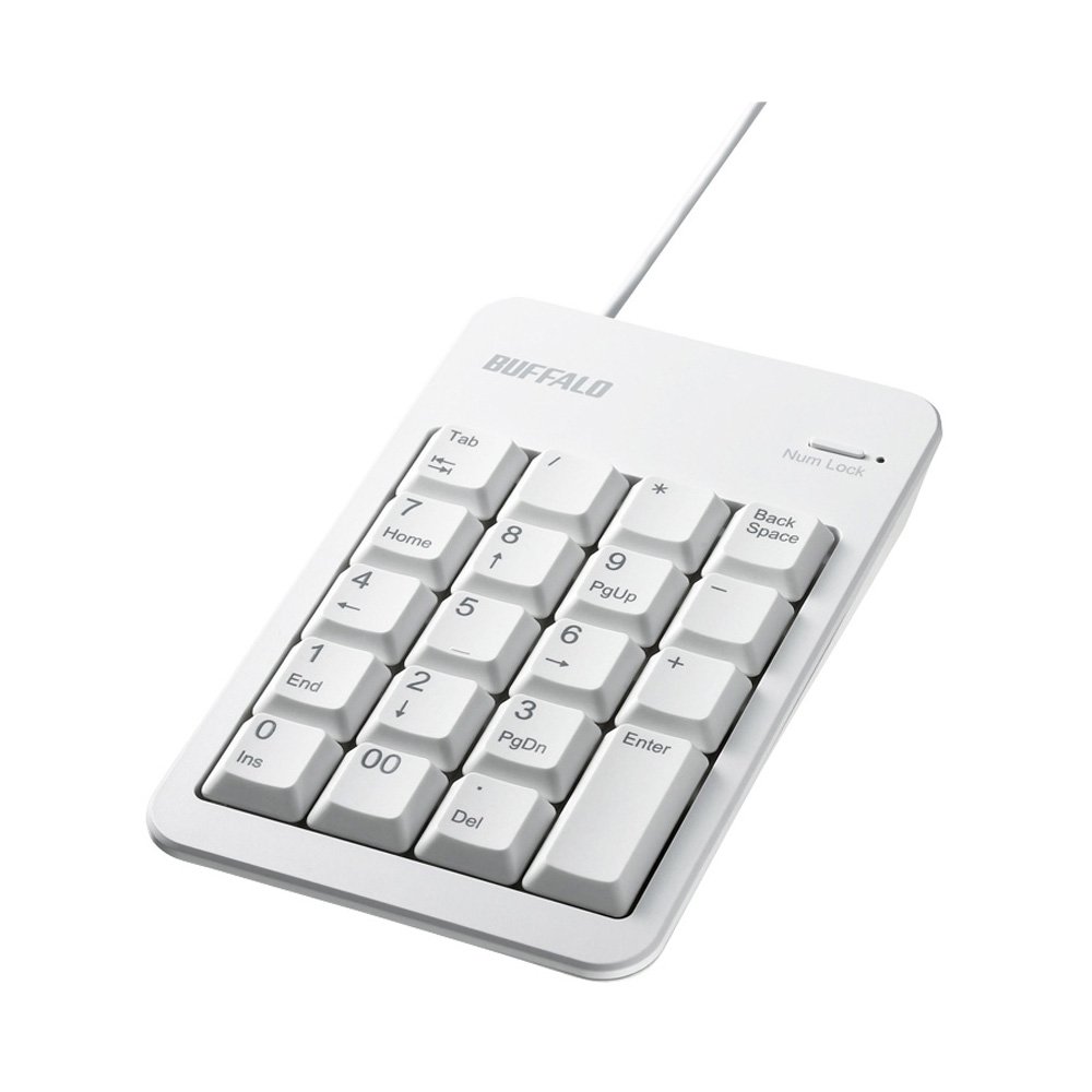 【中古】【非常に良い】バッファロー BUFFALO 有線テンキーボード Tabキー付き ホワイト BSTK100WH