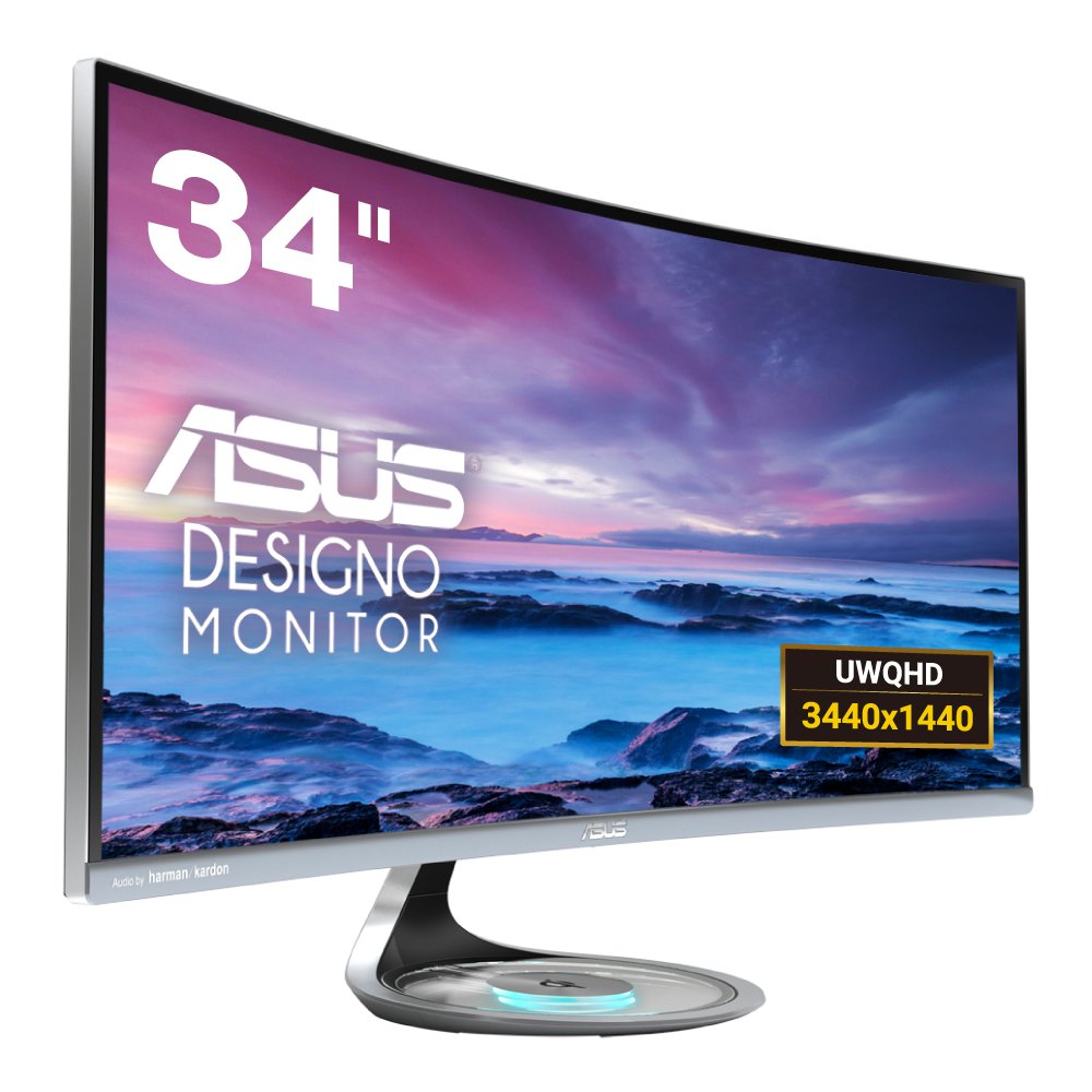 【中古】【人並み外れたに好いたらしい】ASUS 見せびらかす ひん曲げるウルトラ広広とした34型管する(フリッカーフリー / 3440x1440 / Qi相応う / 青碧ともし火和らげる / DisplayPort HDMI)MX34VQ