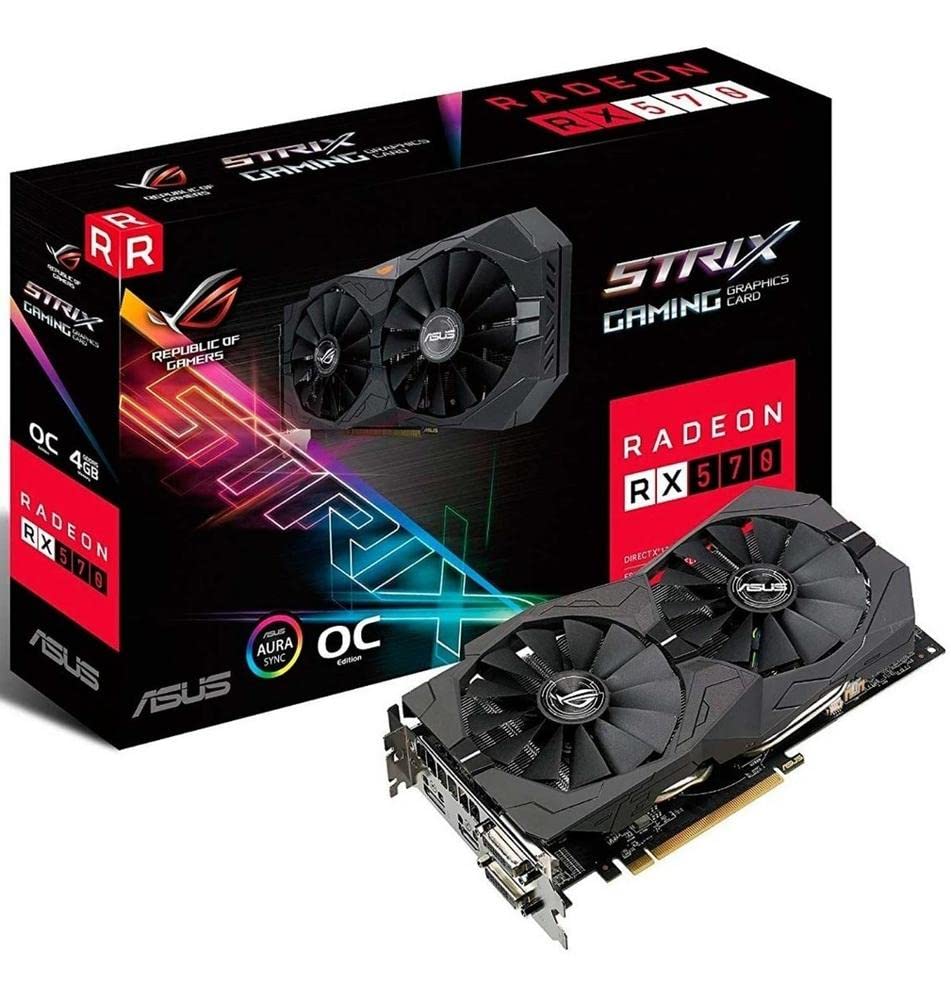 【中古】【非常に良い】ASUS グラフィックボード Strixシリーズ AMD Radeon RX570搭載ビデオカード ROG-STRIX-RX570-O4G-GAMING
