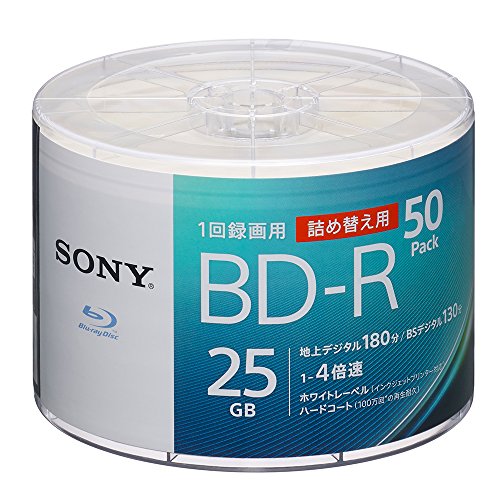 【中古】【非常に良い】ソニー(SONY) ブルーレイディスク BD-R 25GB (1枚あたり地デジ約3時間) 1回録画用 50枚入り 4倍速ダビング対応 ケース無し 50BNR1VJPB4