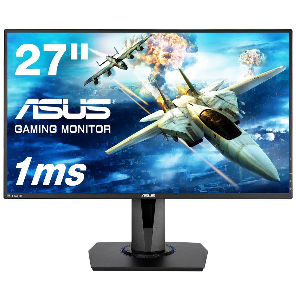 【中古】【非常に良い】ASUS ゲーミングモニター 27インチ VG275Q(フルHD/応答速度1ms/HDMI 2ポート/DP/D-sub/フリッカーフリー/ブルーライト軽減/スピーカー付/VESA対応/ピボット/昇降