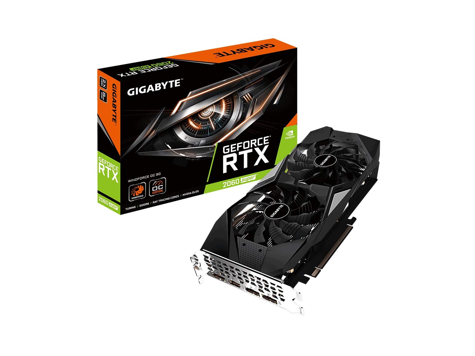 【中古】【非常に良い】GIGABYTE Gv-N2060OC-6GD GeForce RTX 2060 OC GG グラフィックカード Windforceファン2個 6GB 192ビット GDDR6 REV2.0 ビデオ