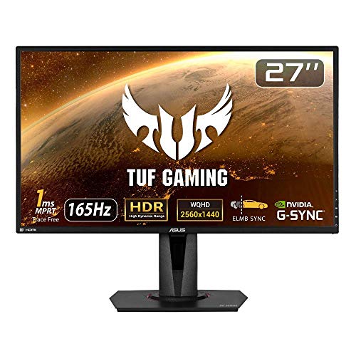【中古】【人並み外れたに好いたらしい】ASUS ゲーミングモニター TUF Gaming VG27AQ 27in/WQHD/IPS/165サイクル/1ms/HDR/HDMI×2DP/G-SYNC Compatible/ELMB/金棒引き