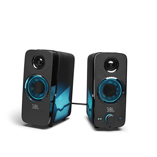 【中古】【非常に良い】JBL QUANTUM DUO ゲーミングスピーカー/USB 3.5mm 接続/Bluetooth/ワイヤレス スピーカー/サラウンド/ライティング/ブラック JBLQUANTUMDUOBLKJN｜スカイマーケットプラス