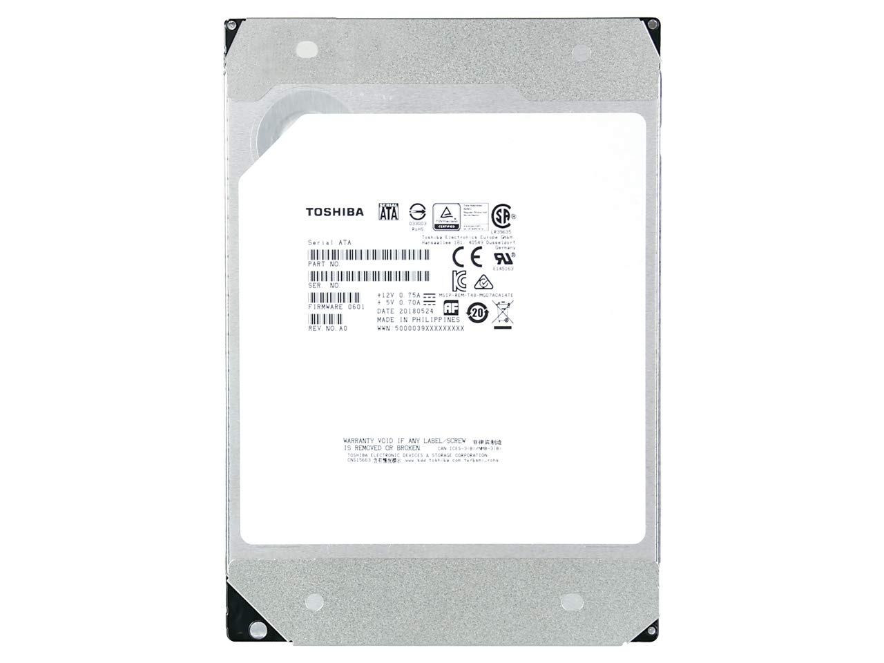 【中古】【人並み外れたに好いたらしい】東芝 14肺結核 SATA 6.0 Gb/s 7200 RPM 256MB Cache TOSHIBA 3.5 in 事務机いの一番用 NAS 内蔵 固定ディスク (MN07ACA14T) (オリジ