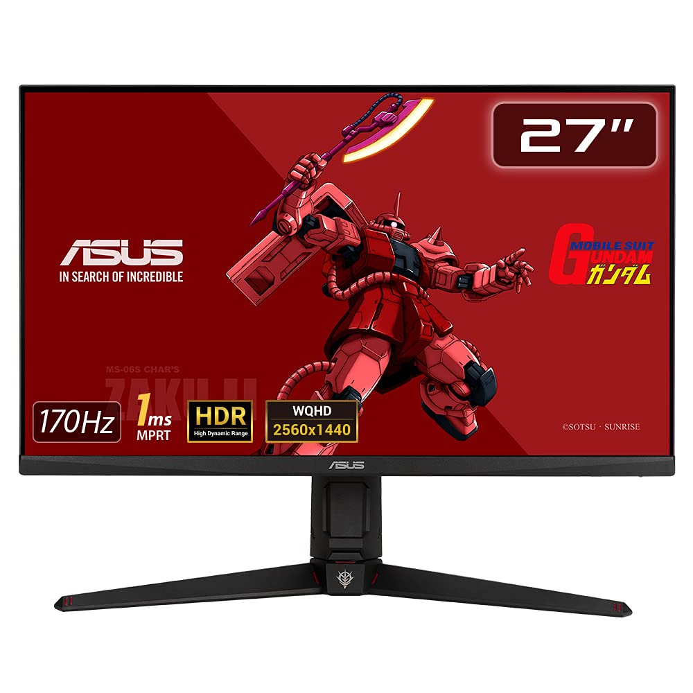 【中古】【非常に良い】ASUSTek ゲーミングモニター TUF Gaming VG27AQGL1A ZAKU II EDITION 27インチ/WQHD/IPS/170Hz/HDR/1ms/PS5対応/130% sRG