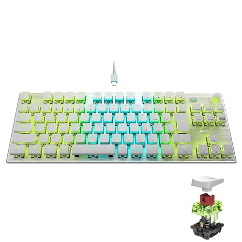 【中古】【人並み外れたに好いたらしい】ROCCAT VULCAN TKL Pro USB ゲーミングキーボード 日本語割り付ける 静音 直線的(光学的) テンキー受け答え 白いこと【日本】 その他-パソコン・周辺機器