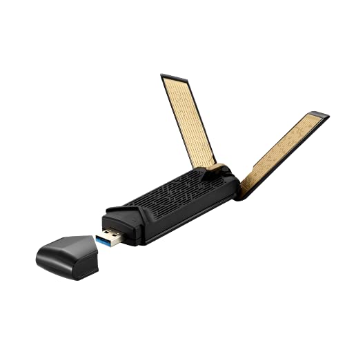 【中古】【非常に良い】ASUS USB無線LAN子機 USB-AX56 WiFi6 デュアルバンド1201 +574 Mbps 外部アンテナx2/USB3.2 Gen1接続/WPA3によるネットワークセキュリティー