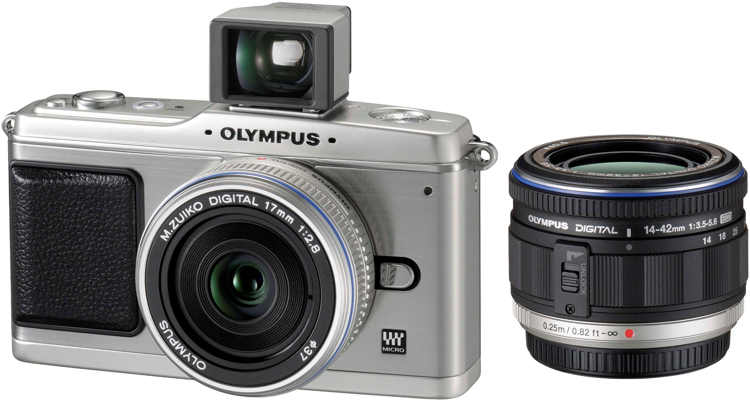 【中古】【非常に良い】OLYMPUS ミラーレス一眼 E-P1 ツインレンズキット シルバー E-P1 TKIT-SLV