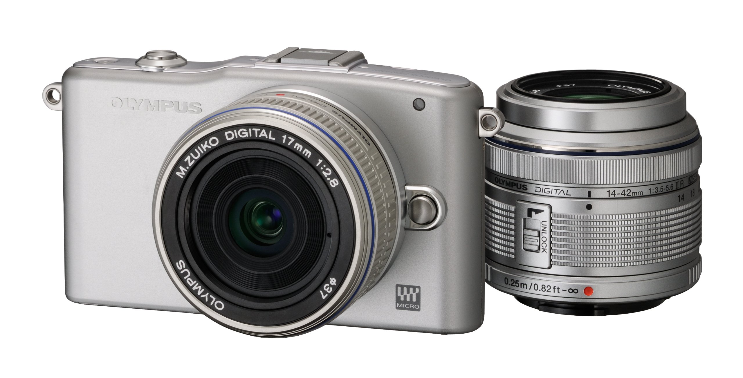 【中古】【非常に良い】OLYMPUS ミラーレス一眼 PEN mini E-PM1 ツインレンズキット シルバー E-PM1 TKIT SLV