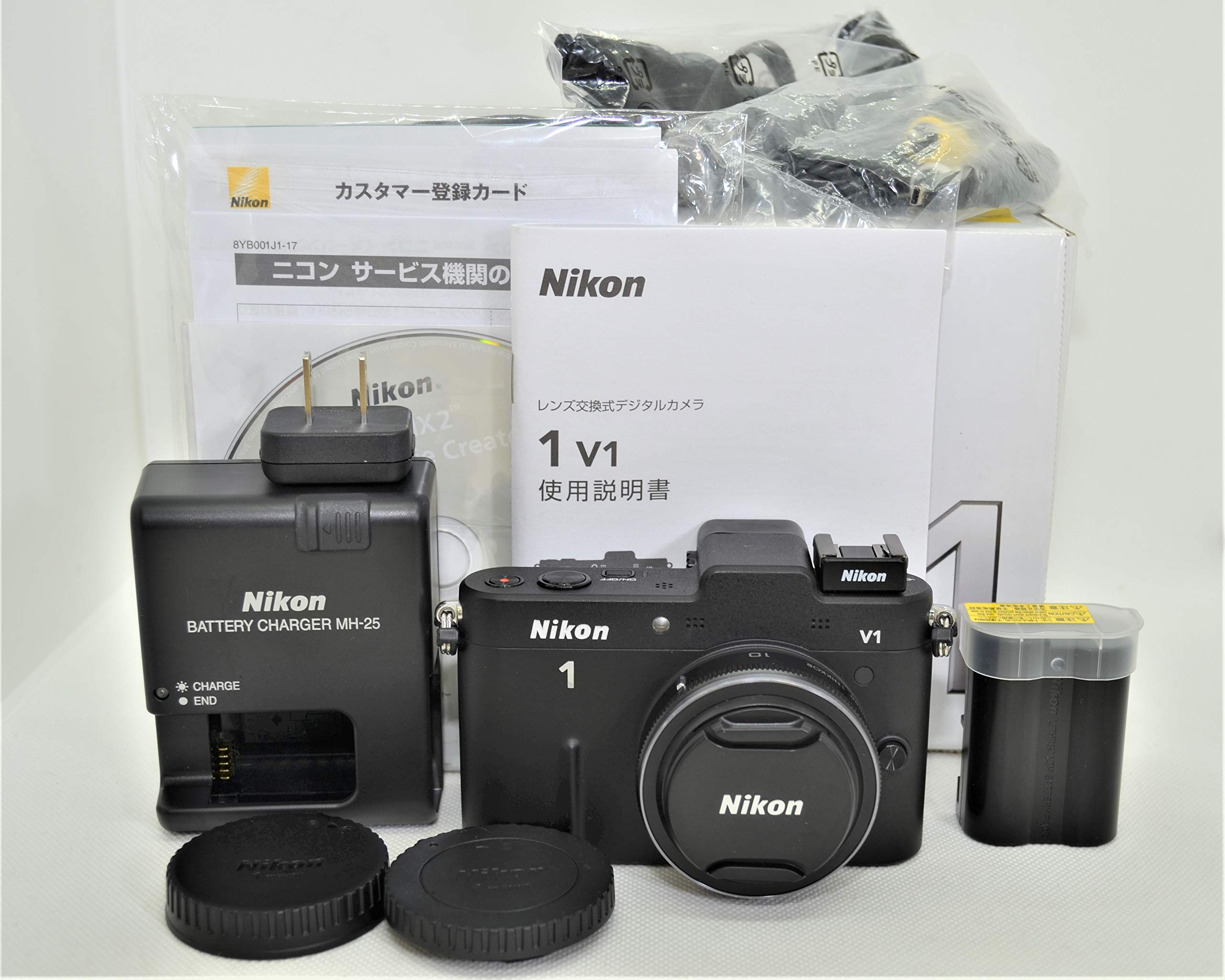 【中古】【非常に良い】Nikon ミラーレス一眼カメラ Nikon 1 (ニコンワン) V1 (ブイワン) 薄型レンズキット ブラックN1 V1ULK BK｜スカイマーケットプラス
