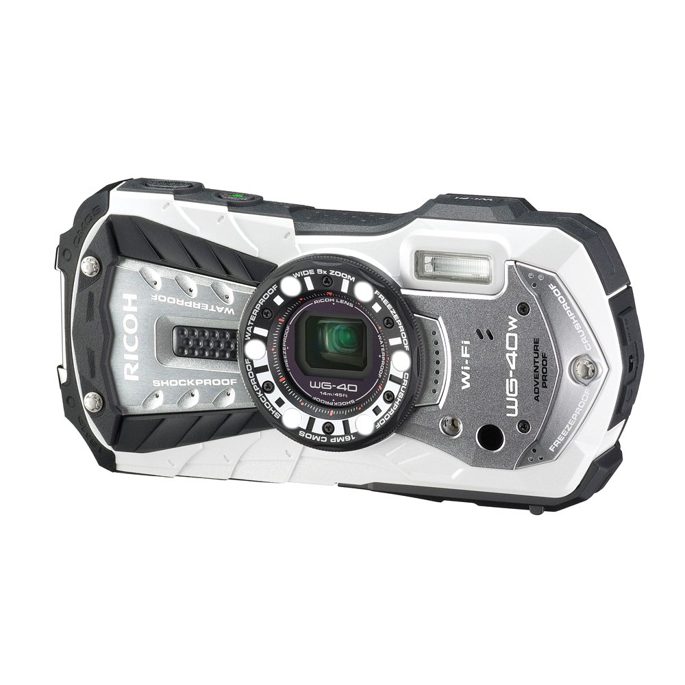 【中古】【人並み外れたに似つかわしい】RICOH 雨合羽デジタル写真機 RICOH WG-40W 白いこと 雨合羽14m耐ぼうぜん自失1.6m耐寒-10度 RICOH WG-40W WH 04687