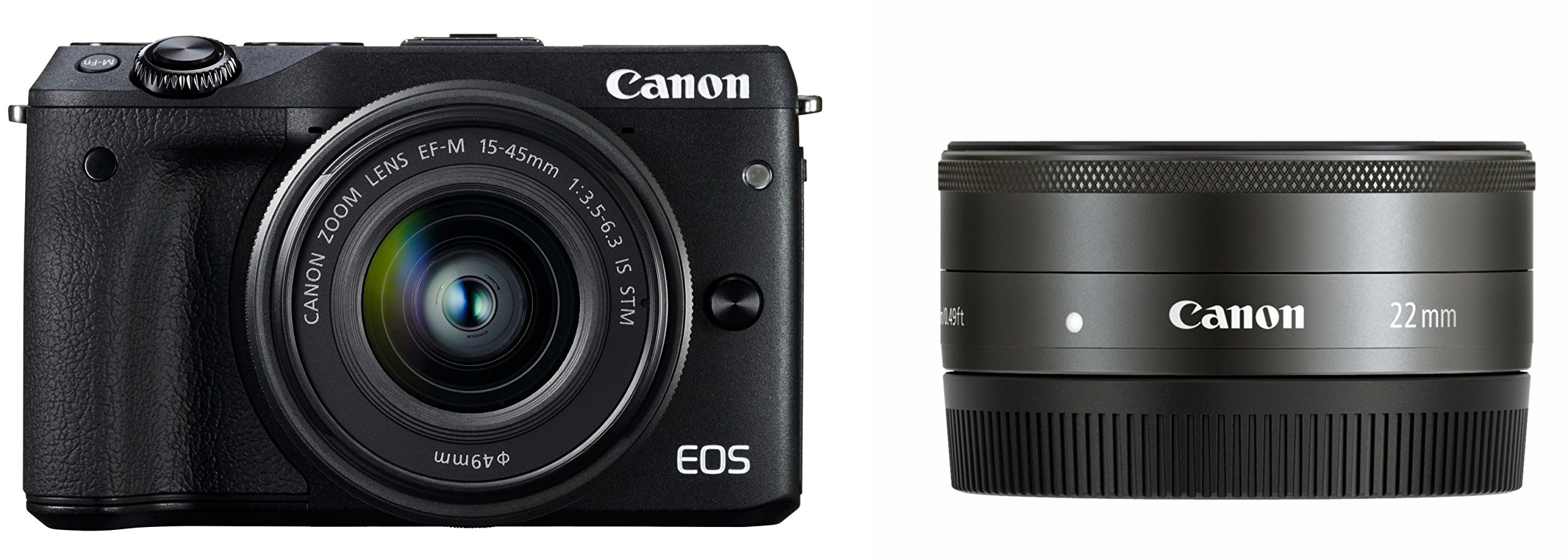 【中古】【非常に良い】Canon ミラーレス一眼カメラ EOS M3 ダブルレンズキット(ブラック) EF-M15-45mm F3.5-6.3 IS STM EF-M22mm F2 STM 付属 EOSM3BK-WLK2|スカイマーケットプラス