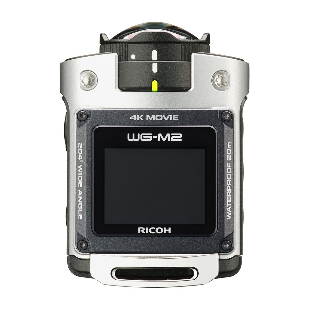 【中古】【人並み外れたに好いたらしい】RICOH 雨合羽動き写真器 WG-M2 しろがね色 4K映像 超広角204度 ハウジング不必要 雨合羽20m 耐衝撃2m 03813