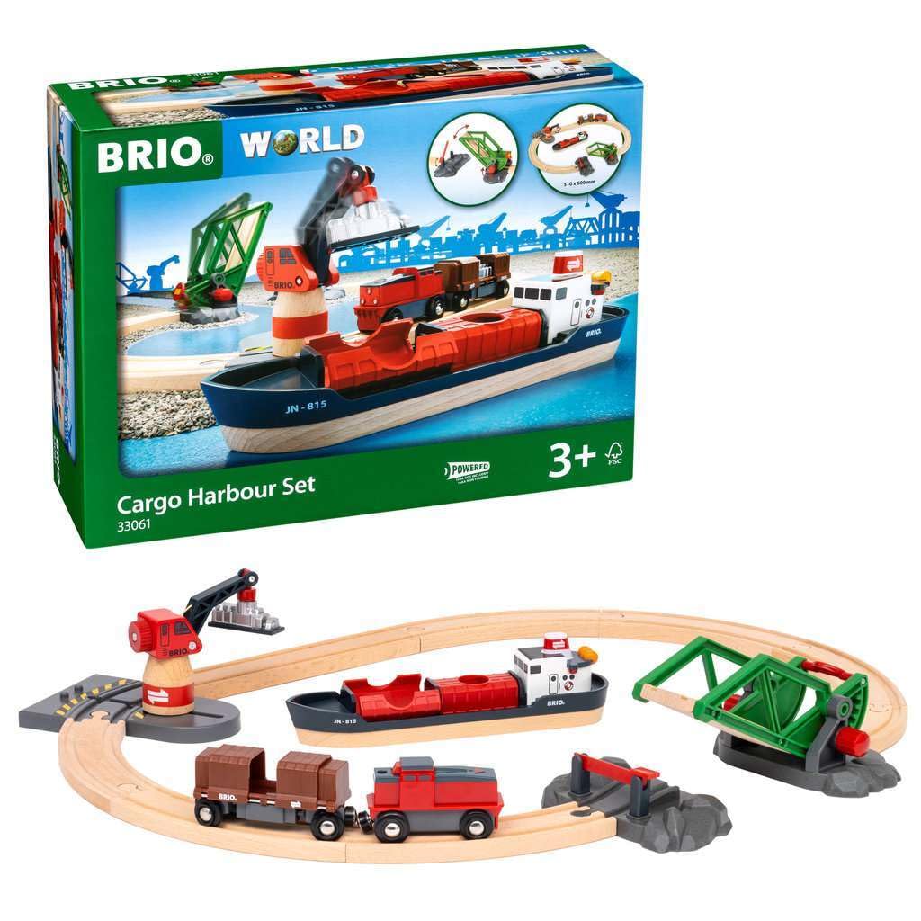 【中古】【人並み外れたに似つかわしい】BRIO (ブリオ) カーゴハーバーセット [全16天下太平] 33061 客体馬齢 3歳~ 客体馬齢 3歳~ 【手あそび 手あそび 木製手あそび 木製軌跡 軌跡仕掛ける 差し上げ物（生まれ落ちる日/クリスマス