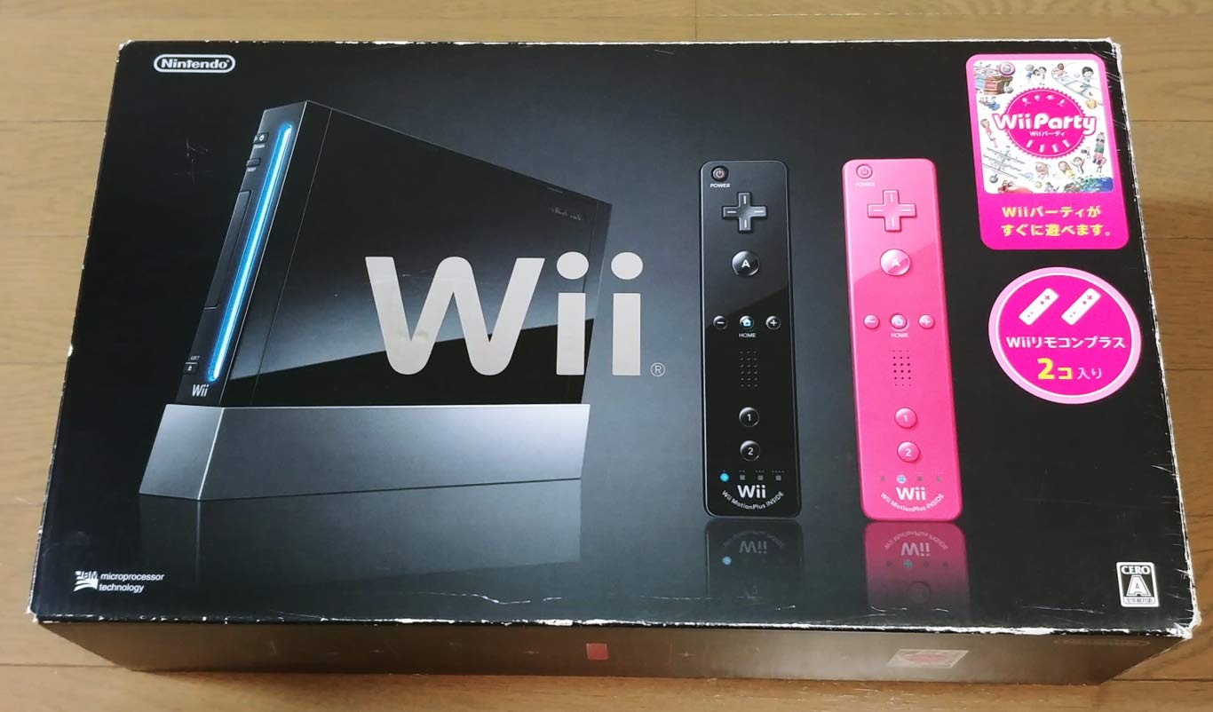 【中古】【非常に良い】Wii本体(クロ) Wiiリモコンプラス2個、Wiiパーティ同梱 【メーカー生産終了】｜スカイマーケットプラス