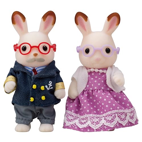 【中古】【非常に良い】シルバニアファミリー 人形 【 ショコラウサギのおじいさん・おばあさん 】 ウ-68 STマーク認証 3歳以上 おもちゃ ドールハウス Sylvanian Families エポック社 EPOCH