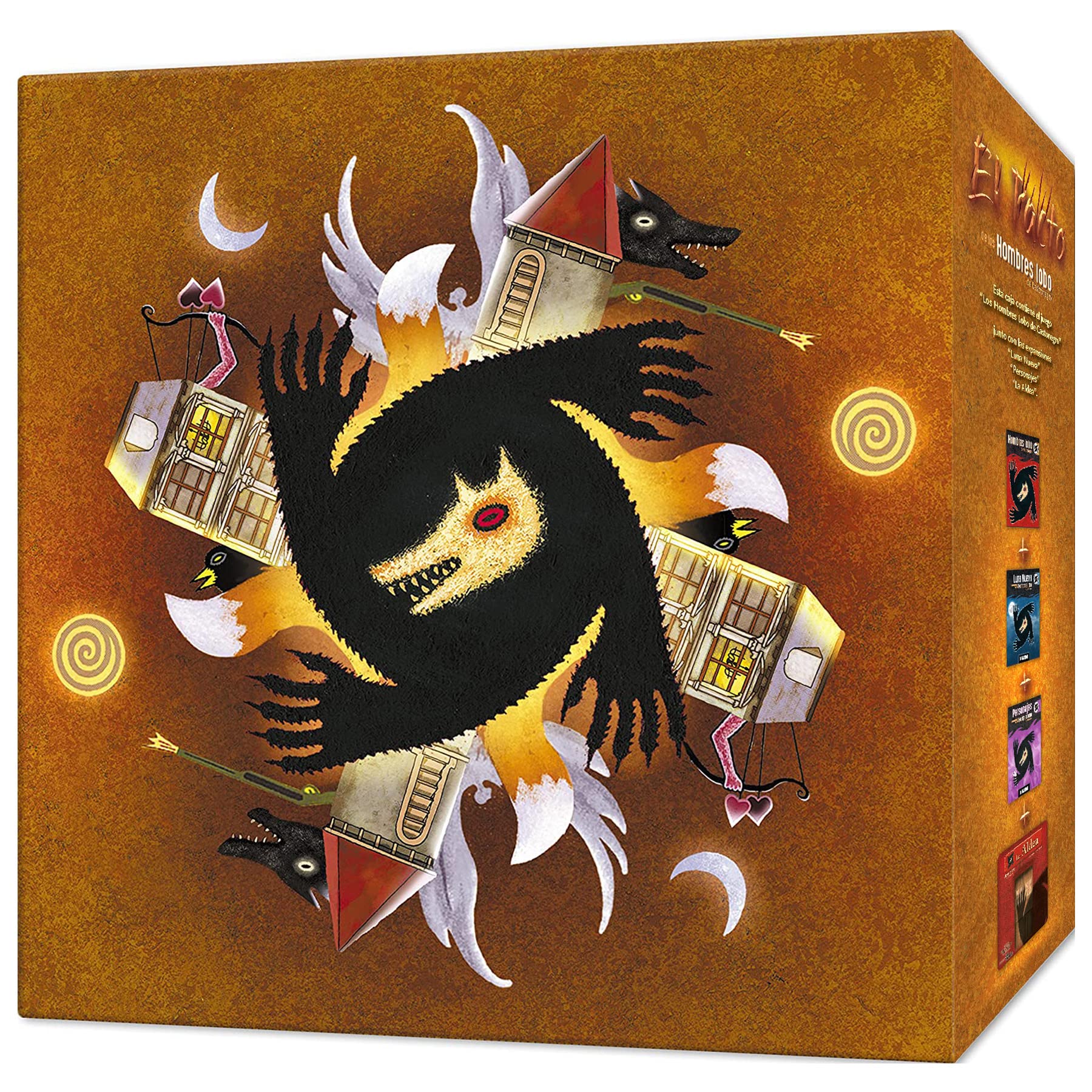 【中古】【非常に良い】Asmodee ミラーの狼男 中空 ザ・パクトボックスセット - ベースと拡張機能を備えた究極のパーティーゲーム! 子供&大人向け推理ゲーム 対象年齢10歳以上 9~47人用 プレイ時間 40分