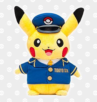 【中古】【非常に良い】ぬいぐるみ　駅長ピカチュウ　ポケモンストア東京駅店 制服Ver.