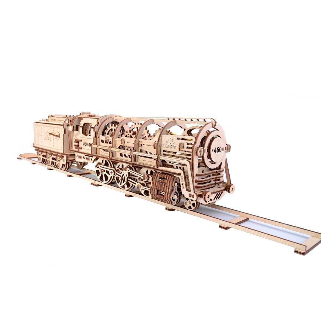 【中古】【非常に良い】Ugears ユーギアス 460蒸気機関車 木製 ブロック おもちゃ 70012