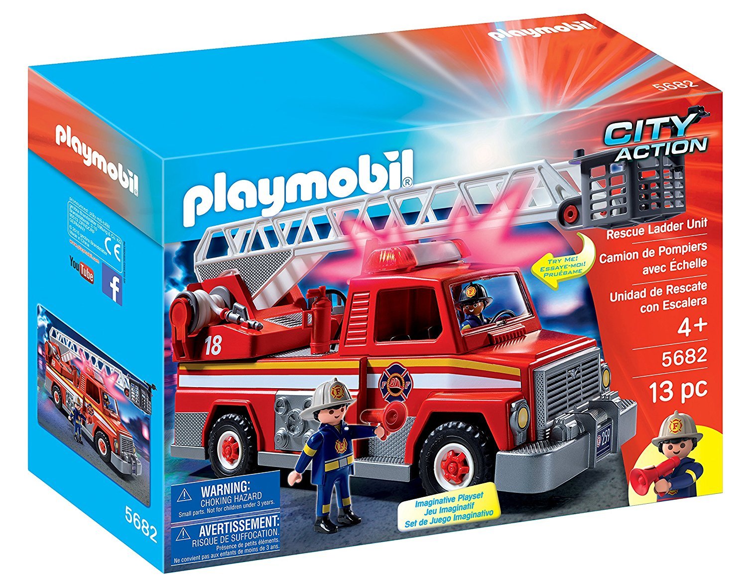 【中古】【非常に良い】PLAYMOBIL (プレイモービル) レスキューはしご車 消防車 Rescue Ladder Unit 5682 [並行輸入品]