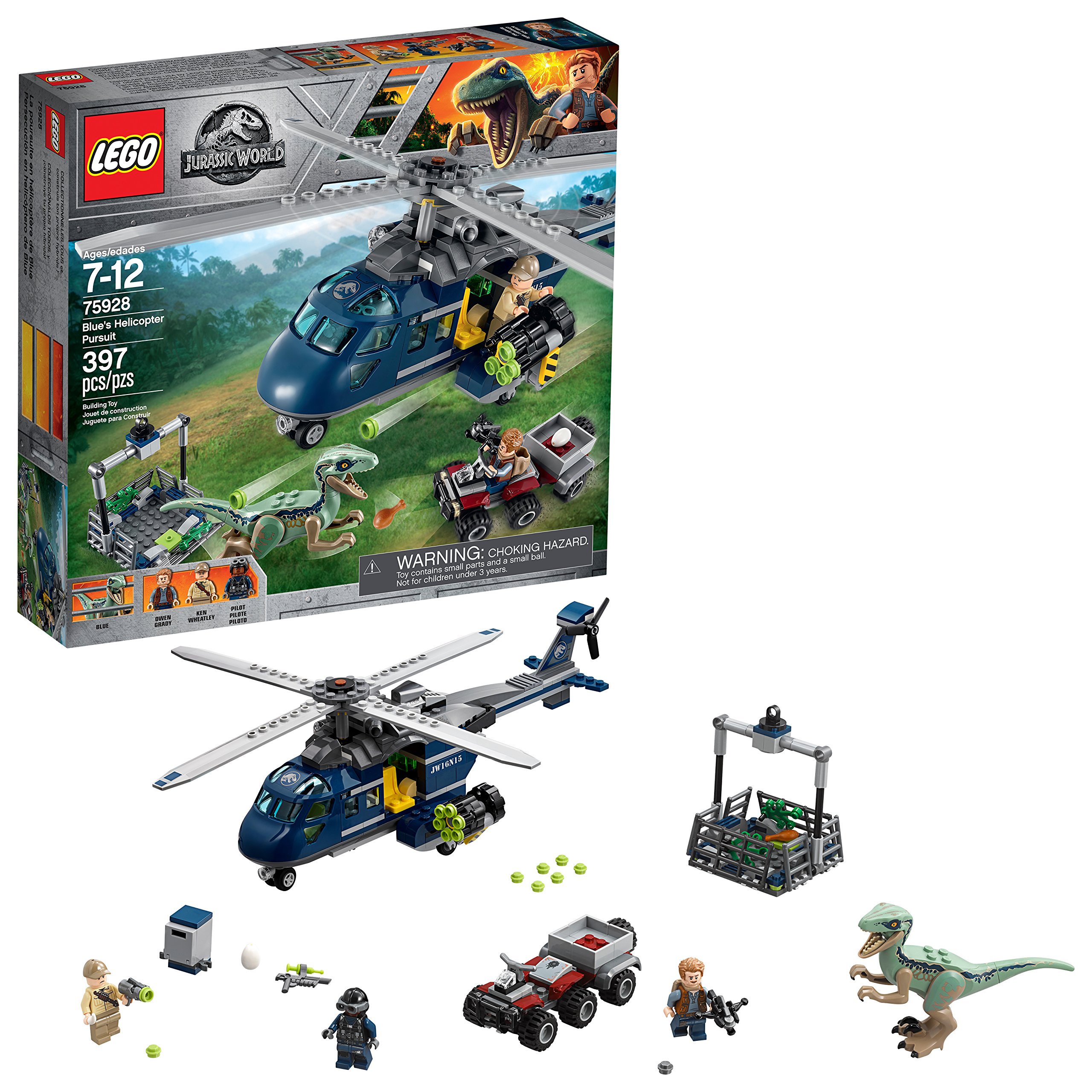【中古】【人並み外れたに好いたらしい】LEGO Jurassic World Blues Helicopter Pursuit 75928 Building Kit 397 pieces セット-ブロック