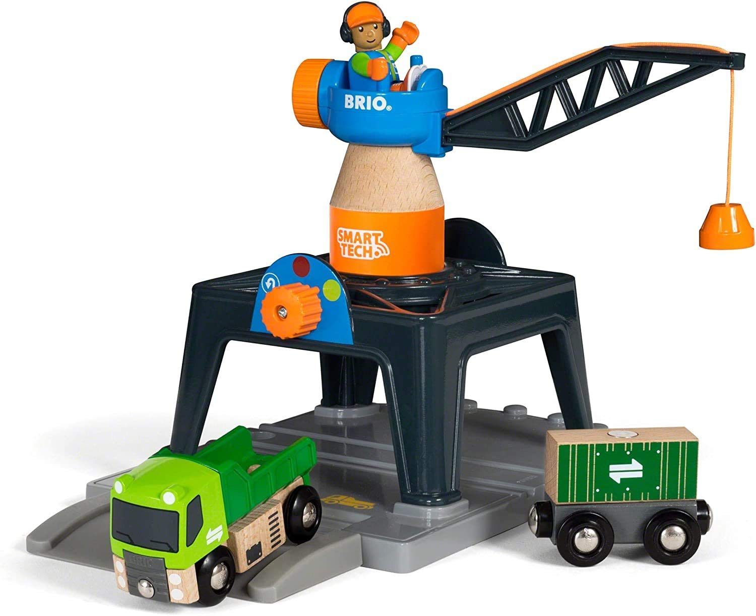 【中古】【人並み外れたに好いたらしい】BRIO (ブリオ) WORLD かっこ良いテック 円柱起重機[木製線路 遊び道具]33962