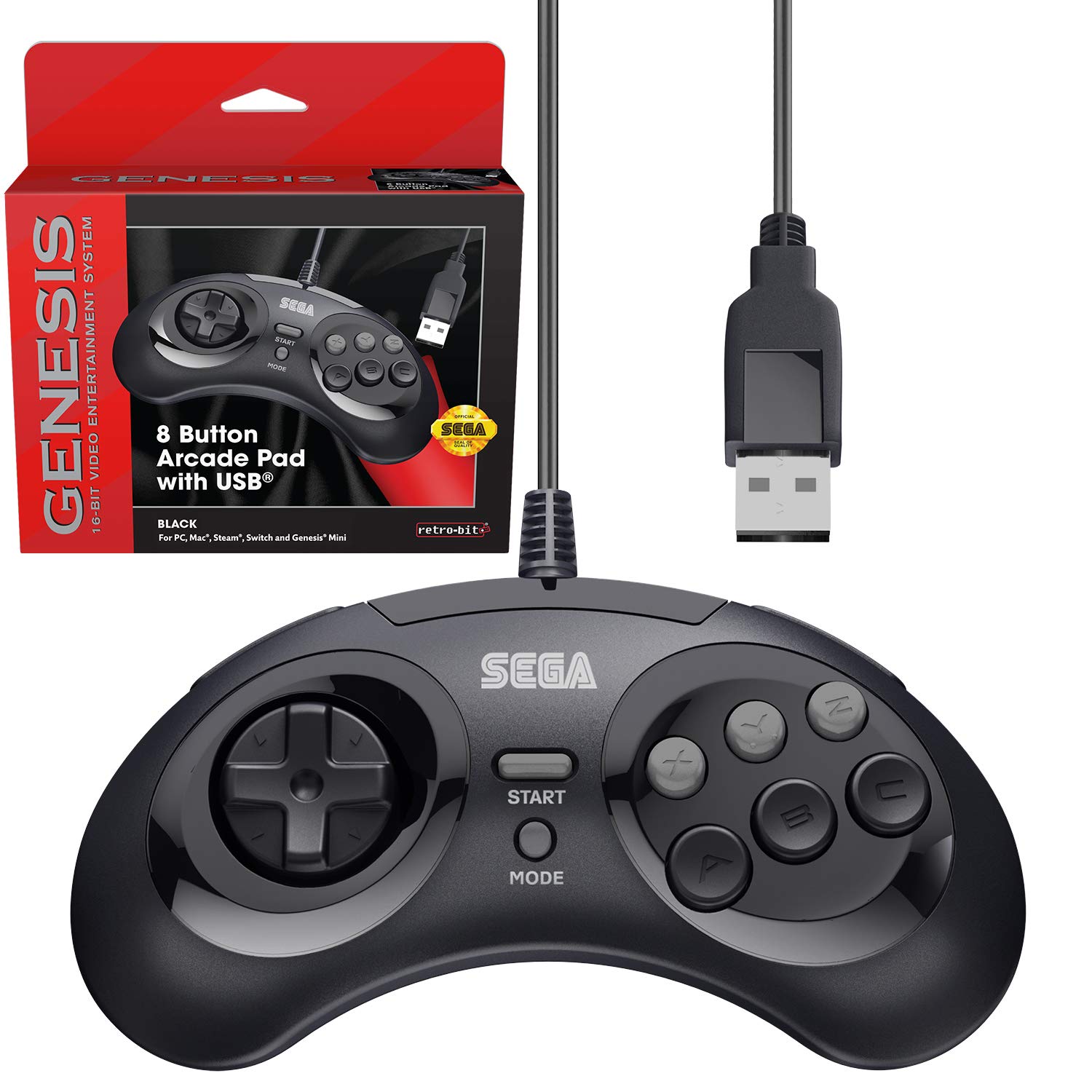 【中古】【人並み外れたに好いたらしい】retri-bit SEGA メガ運転 8名取り草 吹き抜けUSBパッド 黒いこと 黒いこと