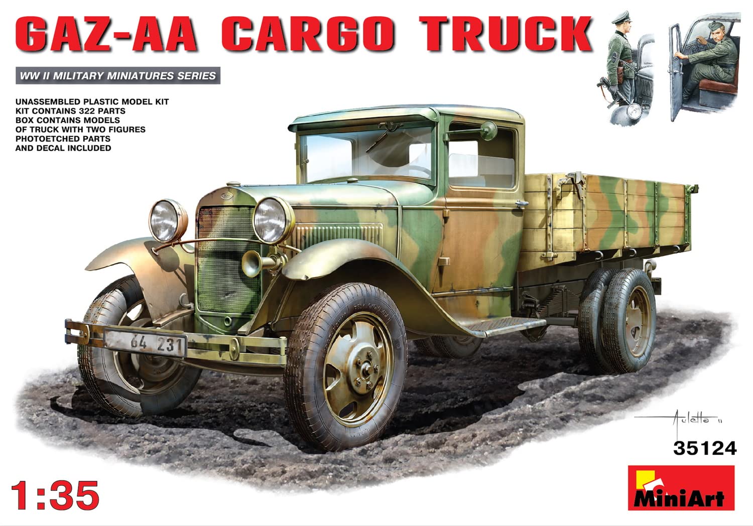 【中古】【人並み外れたに好いたらしい】ミニ作物(Miniart) 1/35 GAZ-AAカーゴトラック MA35124 プラモデル