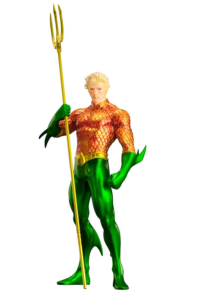 【中古】【非常に良い】コトブキヤ ジャスティス・リーグ ARTFX+ アクアマン NEW52版 1/10スケール PVC塗装済み完成品