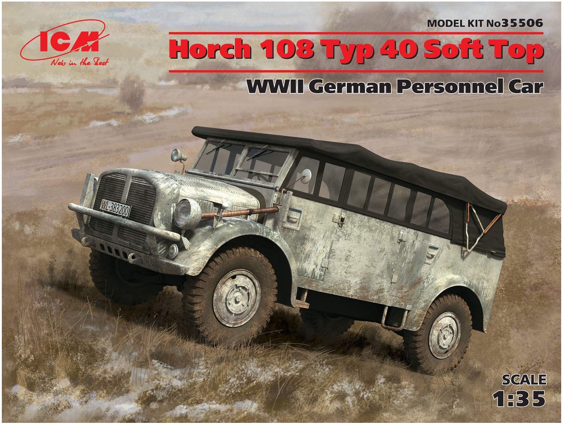 【中古】【非常に良い】ICM 1/35 WW2ドイツ 重統制型軍用車 Typ40 ホルヒ108 ソフトトップ