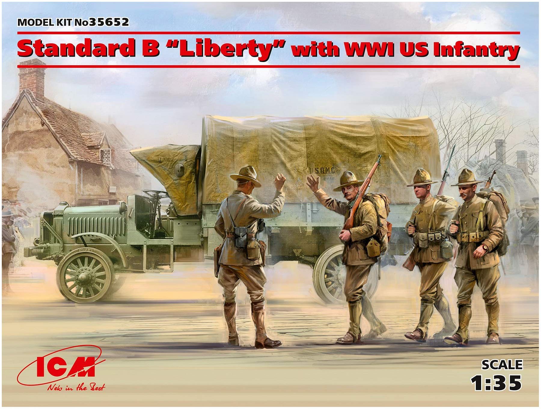 【中古】【非常に良い】ICM 1/35 第一次世界大戦 アメリカ陸軍 トラック スタンダードB リバティw/アメリカ歩兵 プラモデル 35652