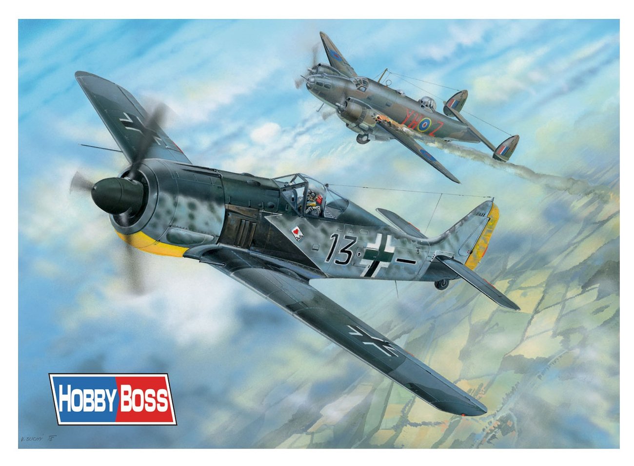 【中古】【非常に良い】ホビーボス 1/18 エアクラフトシリーズ ドイツ軍 フォッケウルフ Fw190A-5 プラモデル 81802｜スカイマーケットプラス