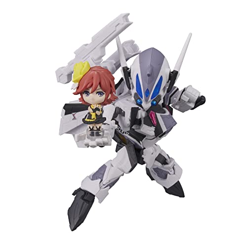【中古】【非常に良い】TINY SESSION マクロスΔ VF-31F ジークフリード (メッサー・イーレフェルト機) with カナメ・バッカニア 約100mm PVC&ABS製 塗装済み可動フィギュア