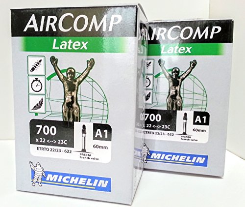 【中古】【人並み外れたに好いたらしい】2本仕掛ける ミシュラン Michelin 乳状液熱電子管 700C 仏式 AIRCOMP Latex A1 (700×22/23c(弁膜長60粍)) [並行輸入品]