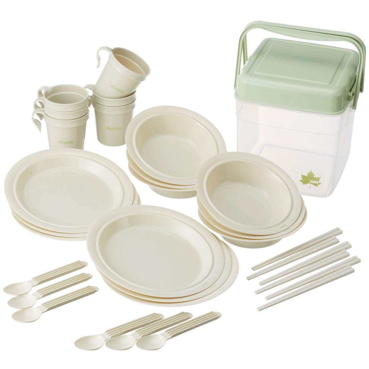 【中古】【非常に良い】ロゴス(LOGOS) 箸付き食器セットBOX(6人用) 81285028