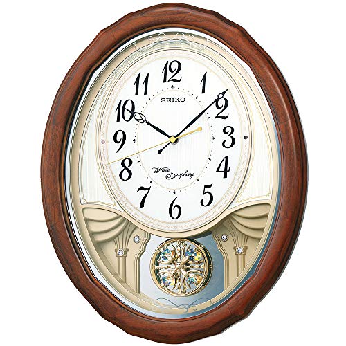 【中古】【非常に良い】セイコークロック(Seiko Clock) 掛け時計 メロディ時計 電波 アナログ トリプルセレクション メロディ 飾り振り子 木枠 茶 木地 AM257B｜スカイマーケットプラス