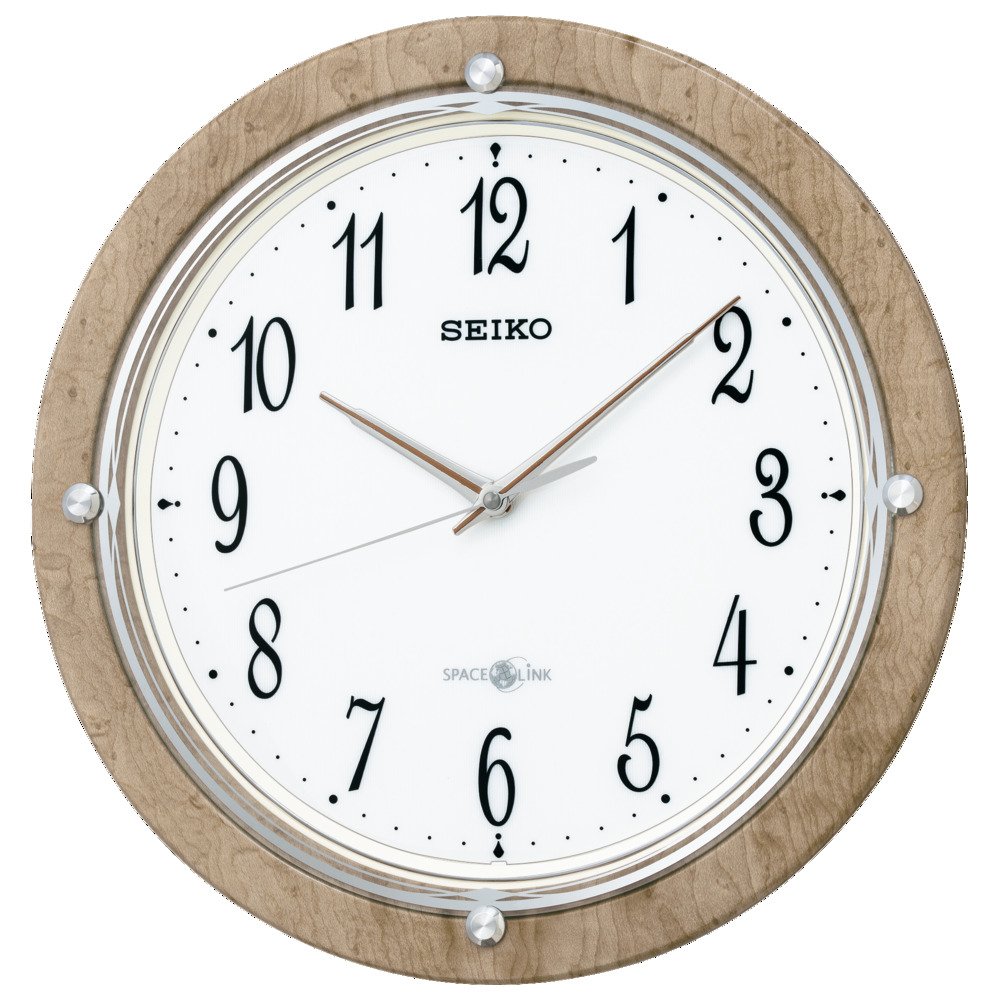 【中古】【非常に良い】セイコークロック(Seiko Clock) 掛け時計 衛星 電波 アナログ SPACE LINK スペースリンク 薄茶 木目 模様 GP212A