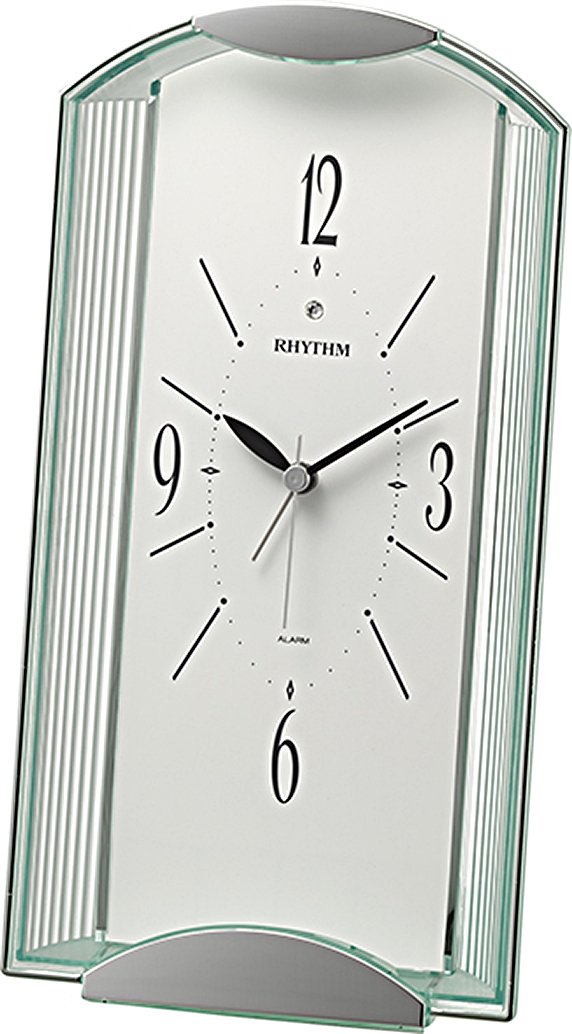 【中古】【非常に良い】リズム(RHYTHM) クオーツ 置き時計 アナログ エピソル556 電子音 アラーム 緑 (透明色) RHYTHM 4SE556SR03